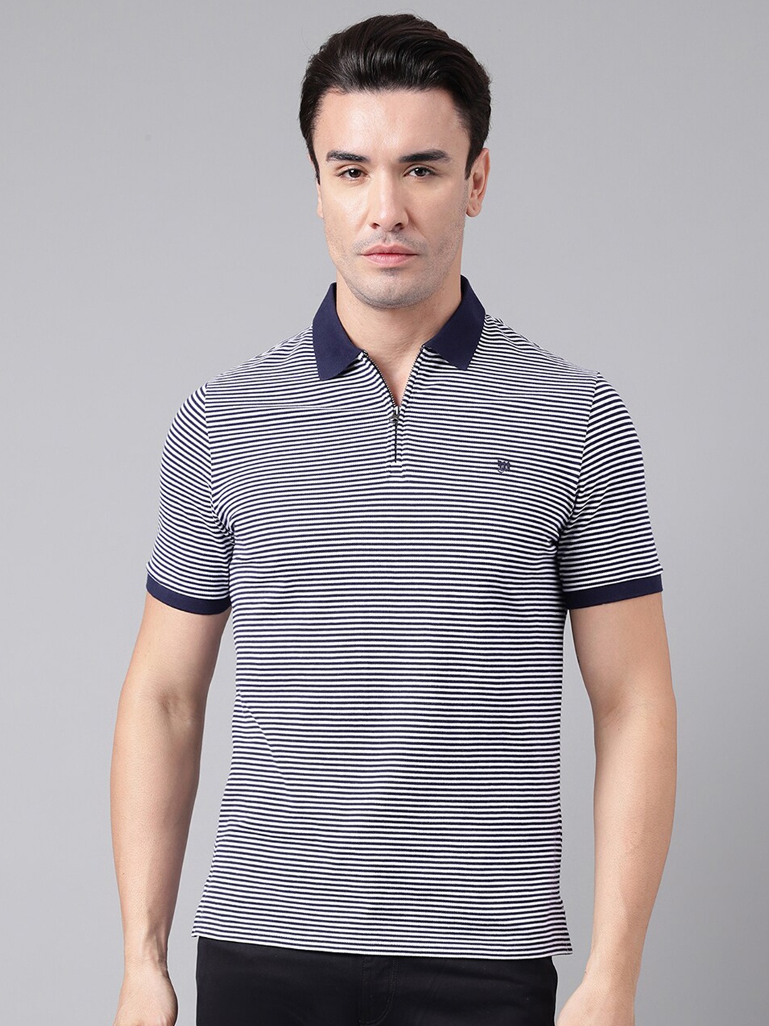 

Woods Striped Polo Collar T-shirt, Navy blue