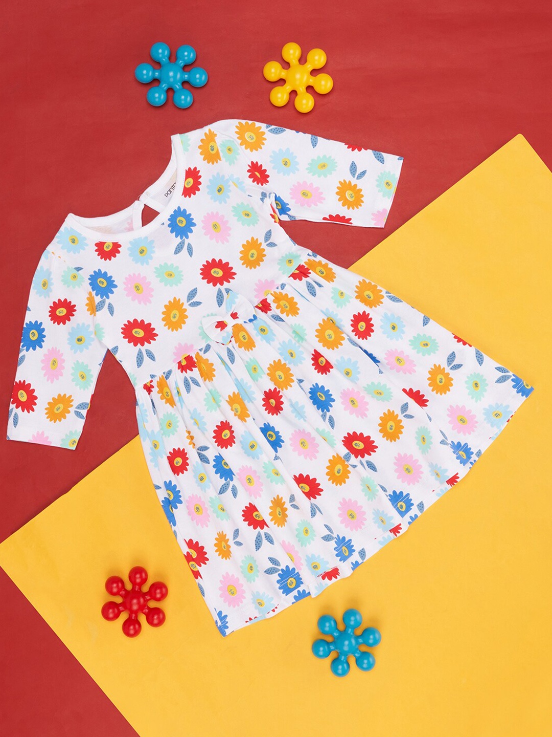 

Pantaloons Baby Girls Floral Printed A-Line Cotton Dress, White