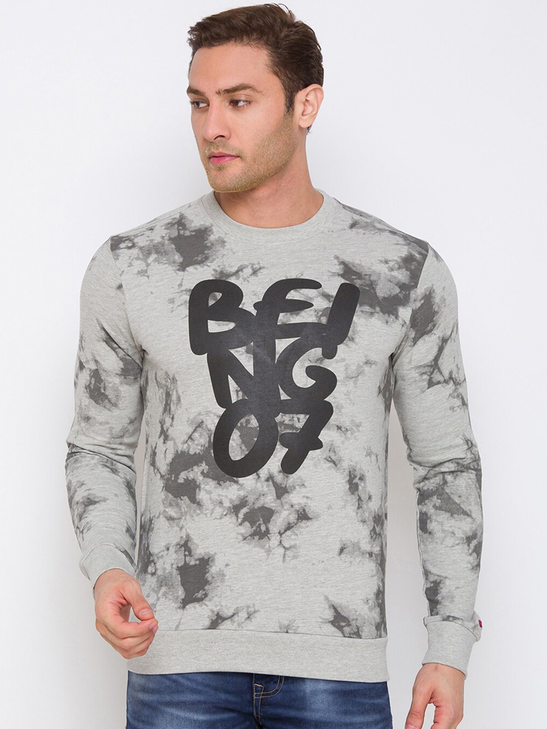 

Being Human Typography Printed Pullover Sweatshirt, Grey