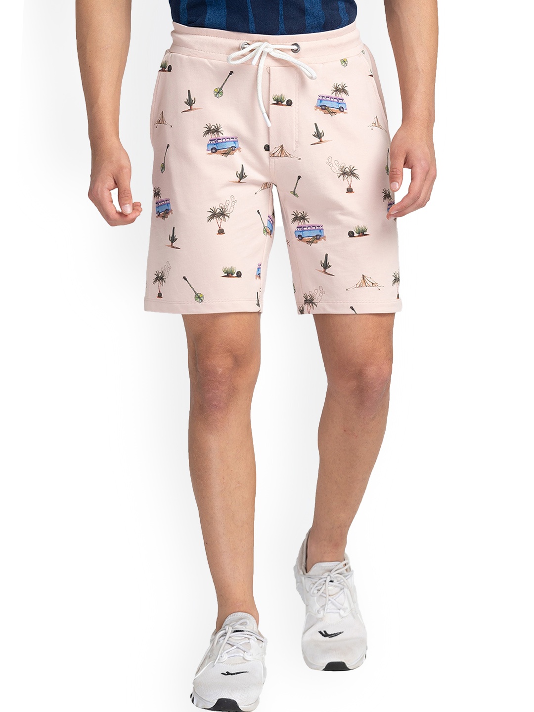 

Being Human Men Conversational Printed Cotton Regular Shorts, Peach