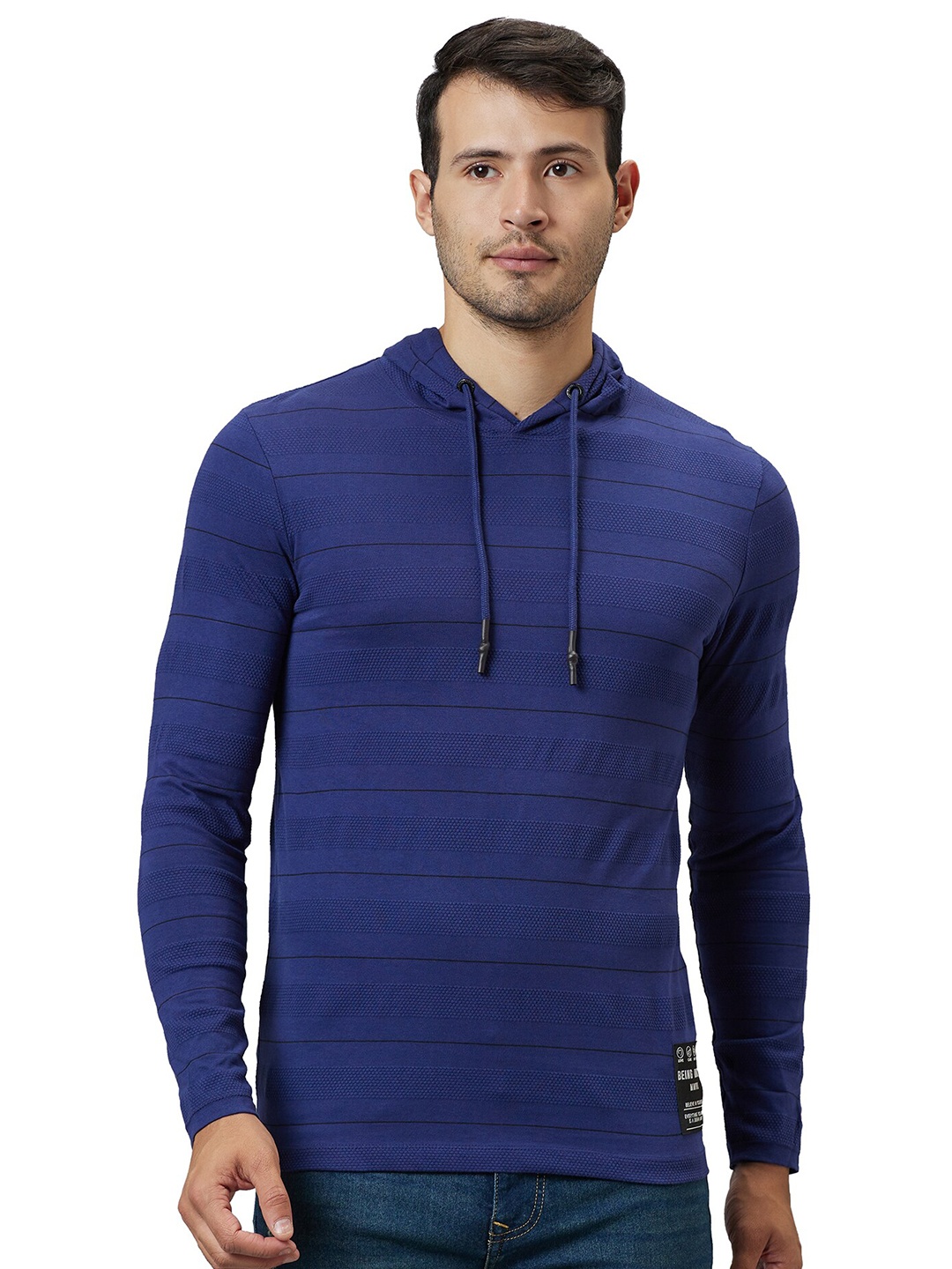 

Being Human Self Design Hooded Slim Fit Sweatshirts, Blue