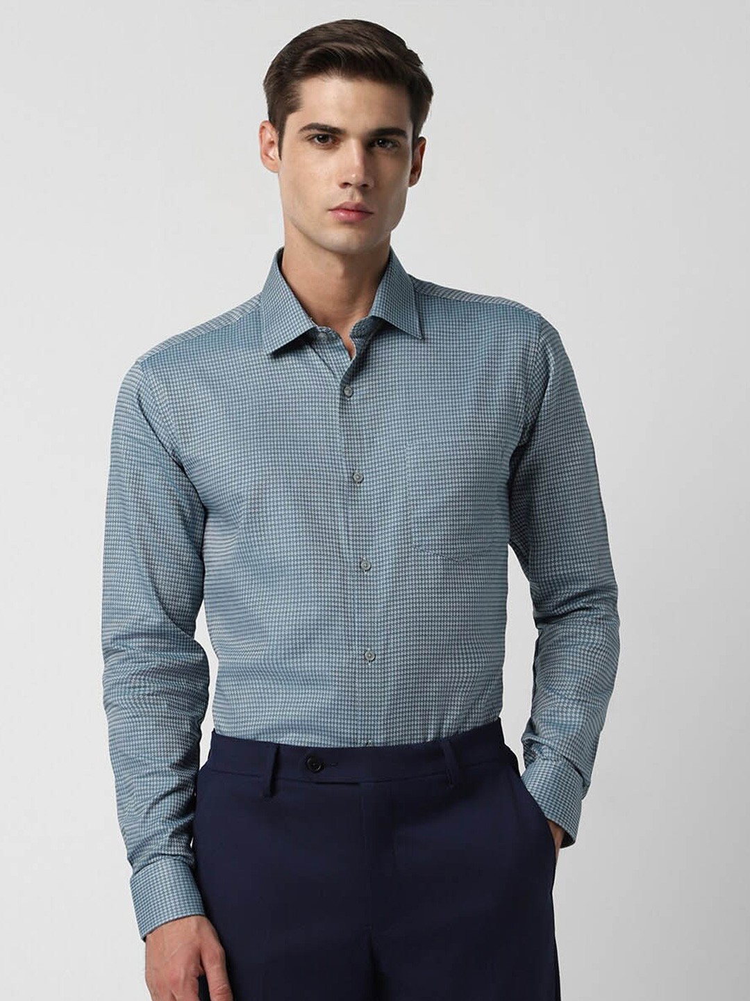 

Van Heusen Spread Collar Printed Pure Cotton Shirt, Blue