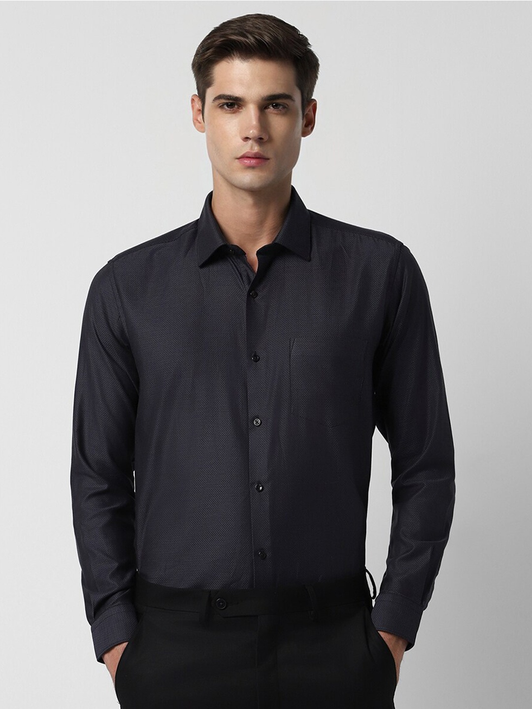

Van Heusen Self Design Formal Shirt, Black