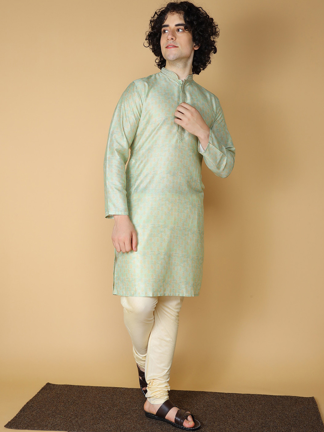 

Sultan The King Of Kurta Ethnic Motifs Printed Thread Work Straight Kurta & Churidar, Green