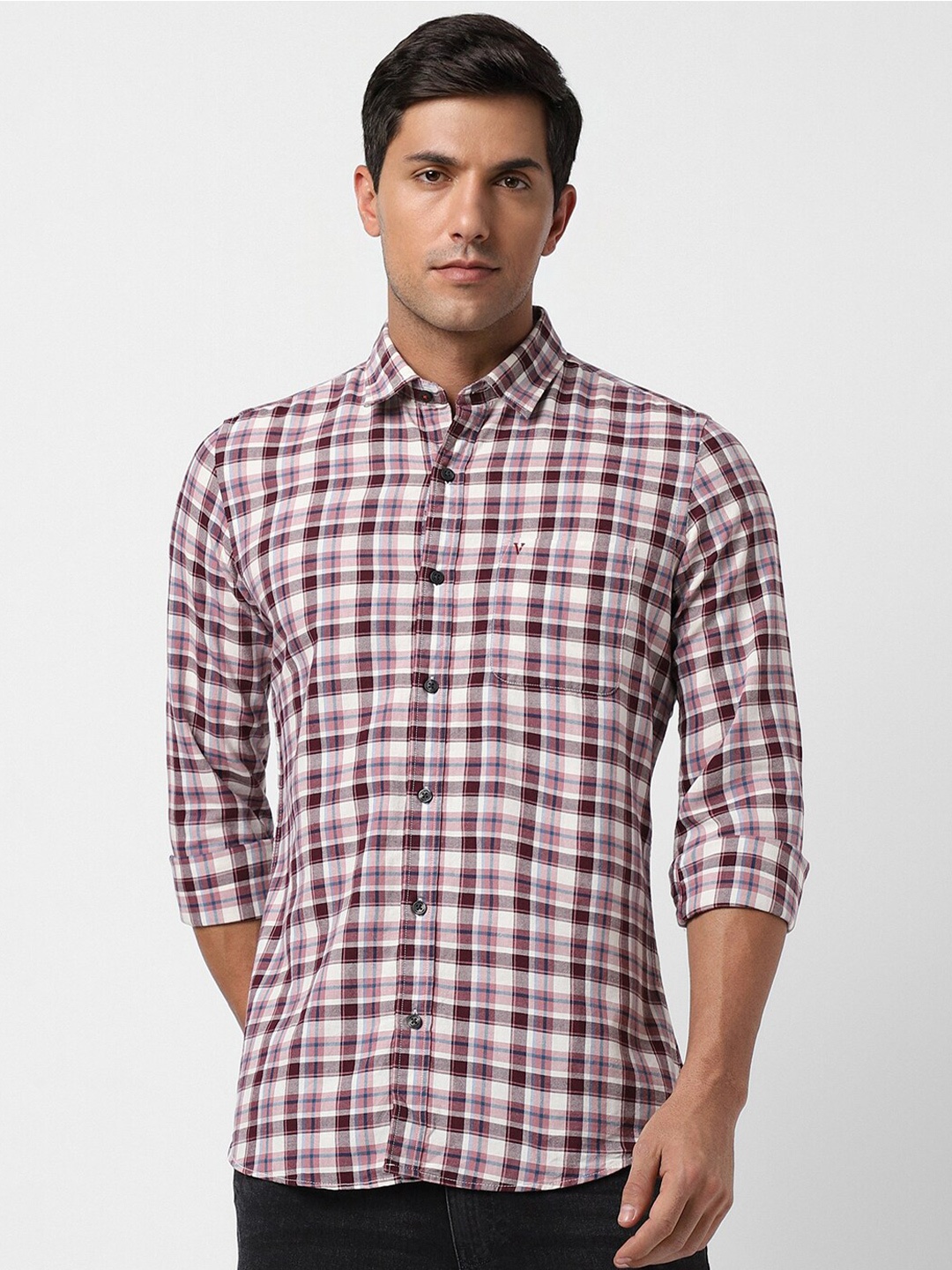 

Van Heusen Sport Checked Slim Fit Pure Cotton Casual Shirt, White