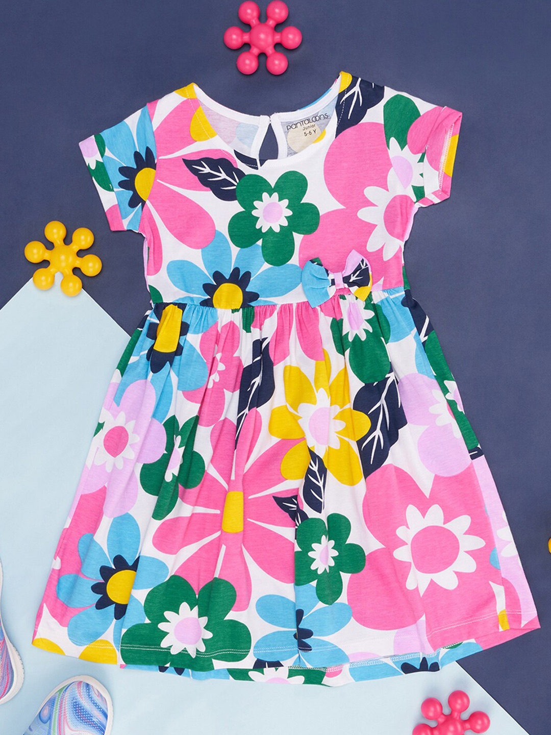 

Pantaloons Junior Girls Floral Printed Cotton A-Line Dress, White