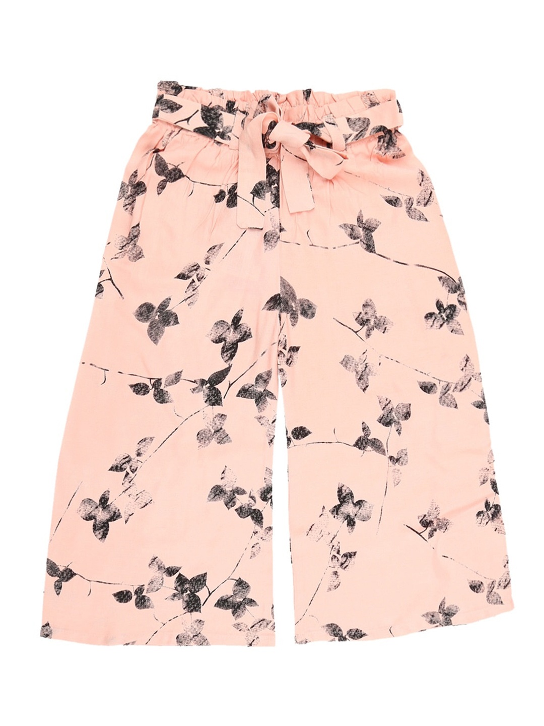 

V-Mart Girls Loose-Fit Floral Printed Mid-Rise Harem Pants, Pink