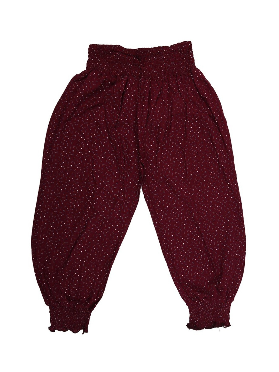 

V-Mart Girls Floral Printed Loose-Fit Harem Pants, Maroon