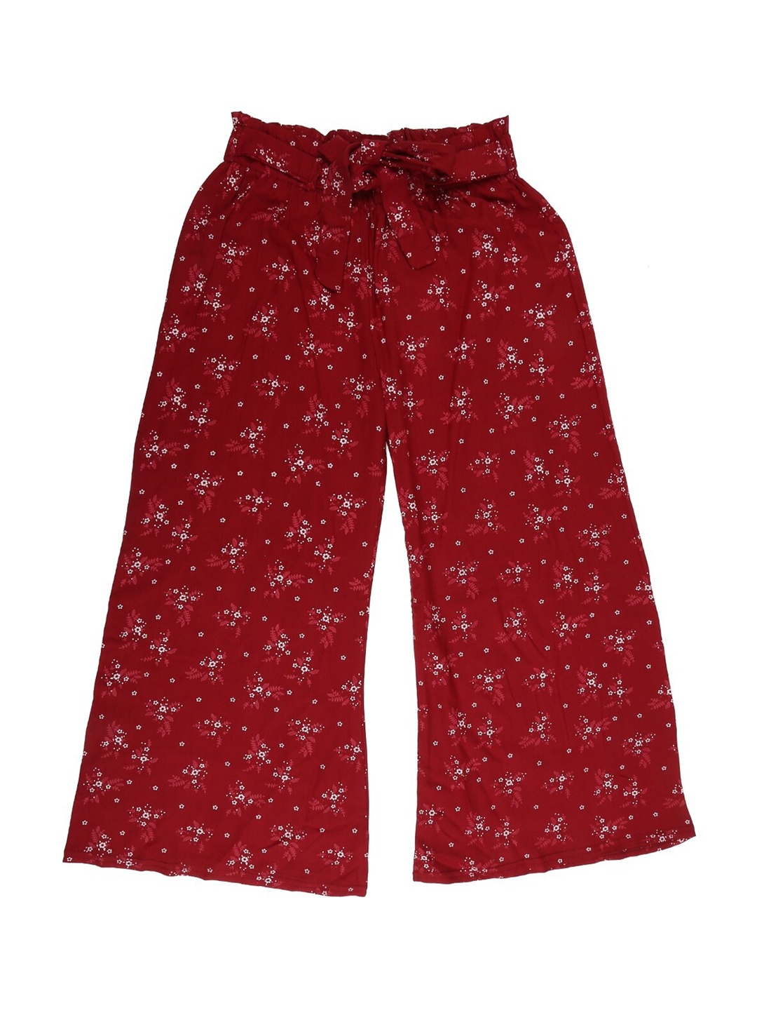 

V-Mart Girls Floral Printed Loose-Fit Harem Pants, Maroon