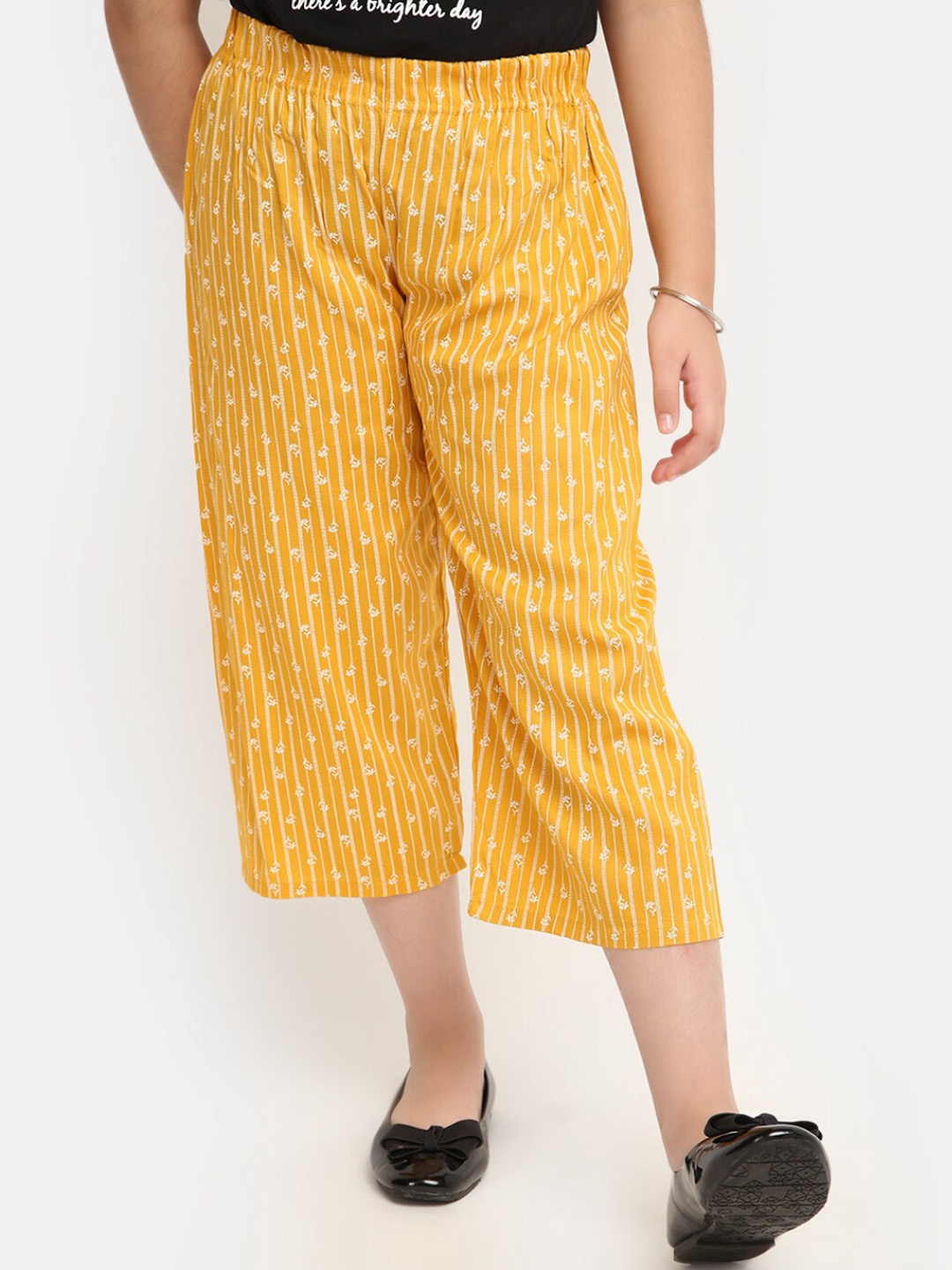 

V-Mart Girls Floral Printed Loose-Fit Harem Pants, Mustard