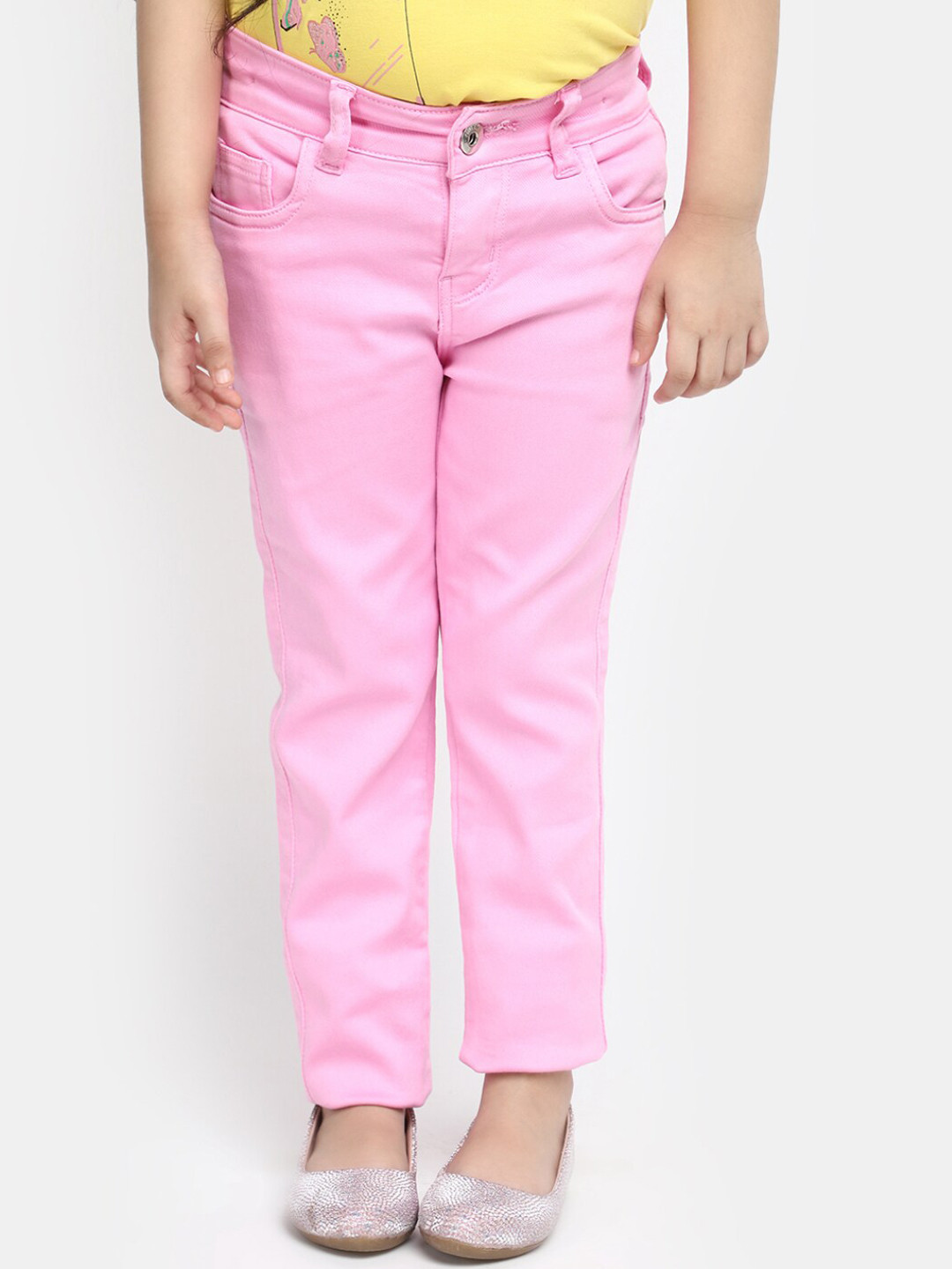 

V-Mart Girls Coloured Clean Look Cotton Jeans, Pink
