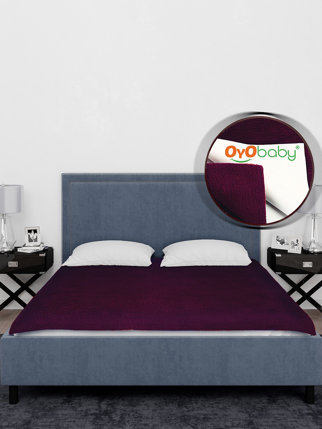 

OyO Baby Plum Waterproof & Baby Dry Sheet Polycotton Mattress Protector, Purple