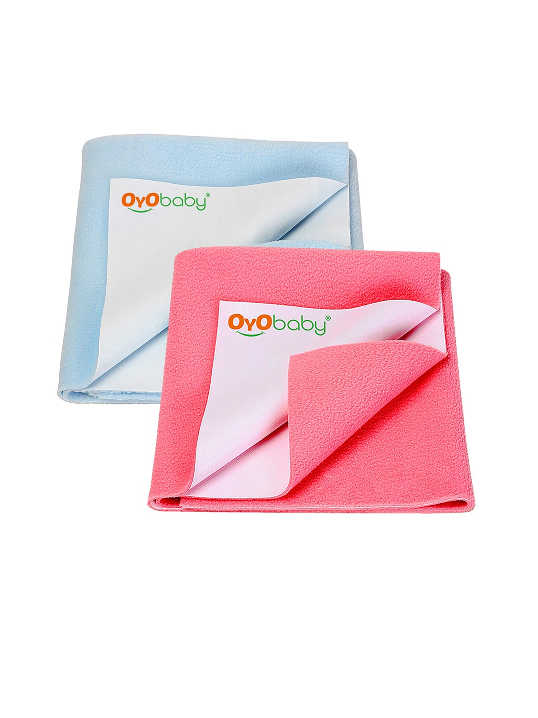 

OyO Baby Pack of 2 Blue & Salmon Rose Waterproof Dry sheet Polycotton Mattress Protector