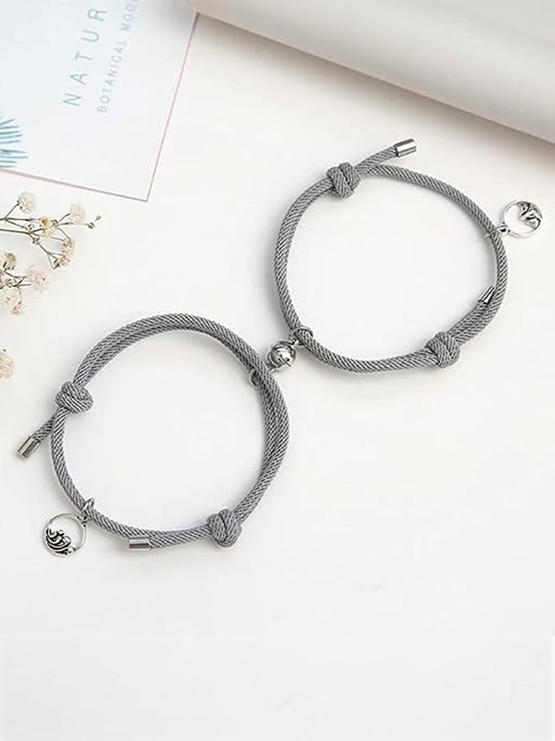 

VIEN Unisex Pack Of 2 Charm Bracelet, Grey