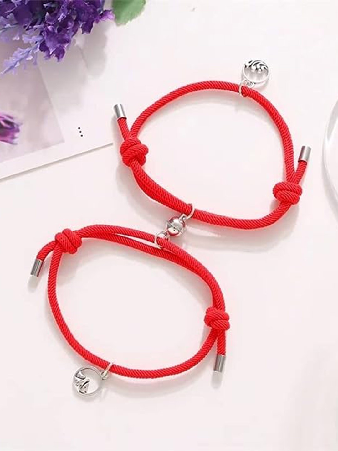 

VIEN Unisex Set Of 2 Charm Bracelet, Red