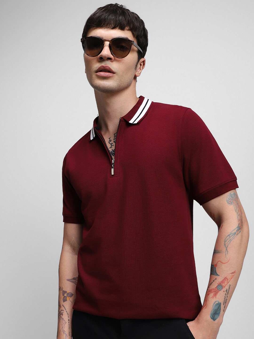 

Dennis Lingo Polo Collar Cotton Slim Fit T-Shirt, Maroon