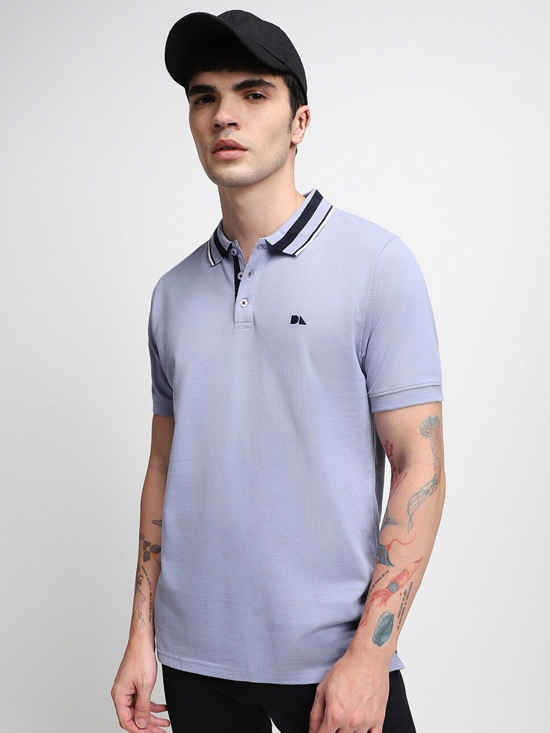 

Dennis Lingo Polo Collar Cotton Slim Fit T-Shirt, Blue