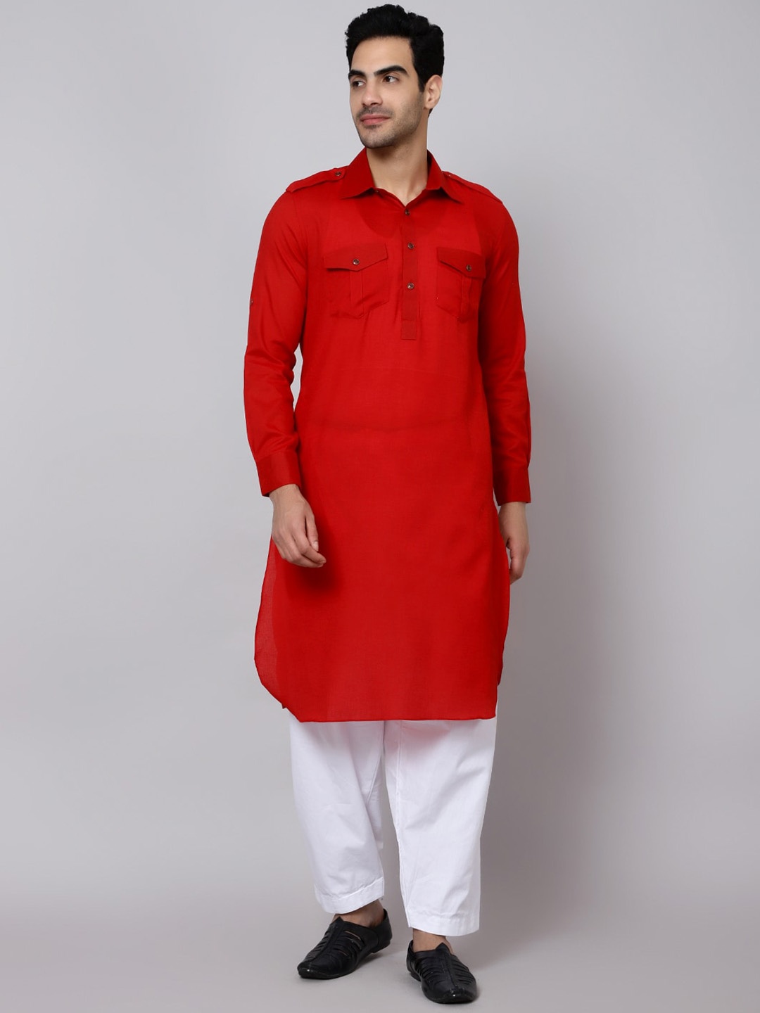 

Sultan The King Of Kurta Shirt Collar Pathani Kurta with Pyjamas, Maroon