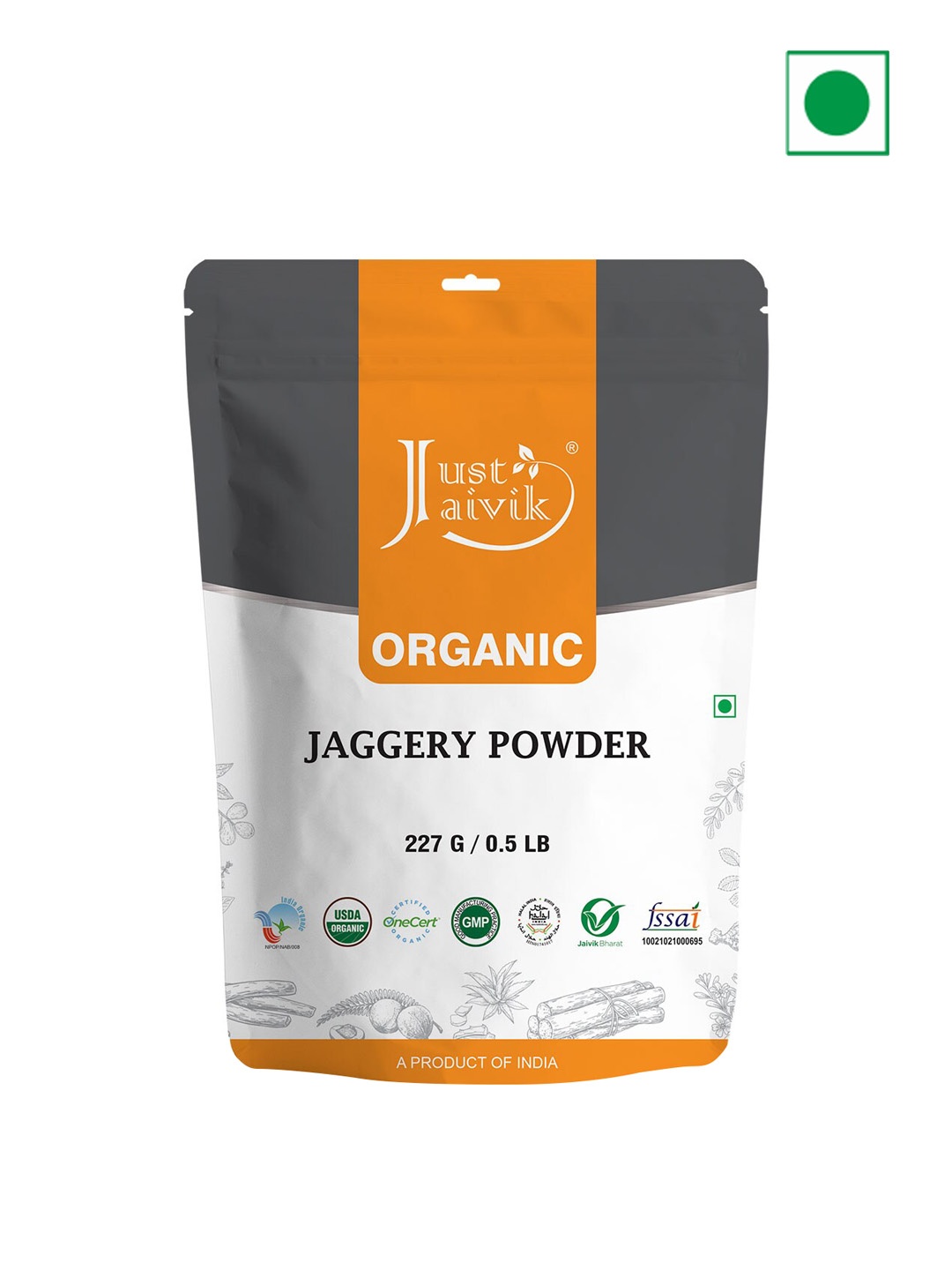 

Just Jaivik Organic Jaggery Powder - 227 g, White