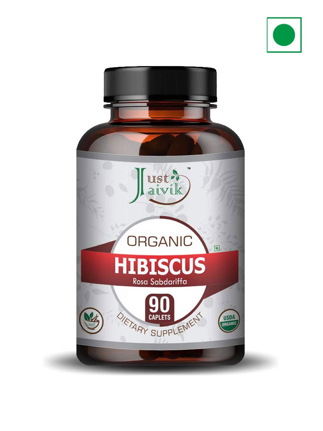 

Just Jaivik Organic Hibiscus Dietary Supplement Tablets - 90 Tablets, Red