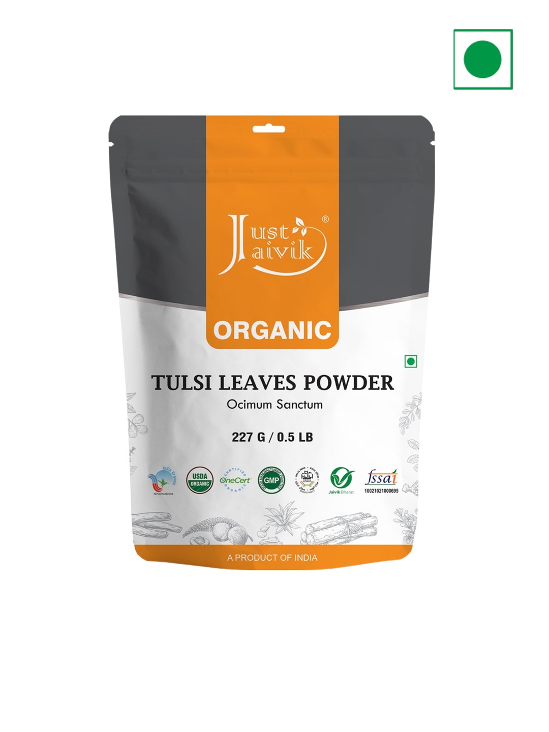 

Just Jaivik Organic Tulsi Leaves Powder - 227g, White
