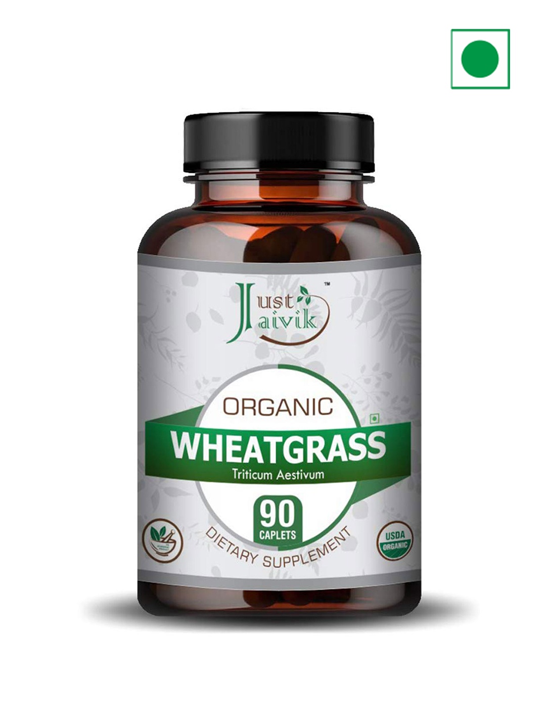 

Just Jaivik Organic Wheat Grass Dietary Supplemnet Tablets - 90 Tablets, Green