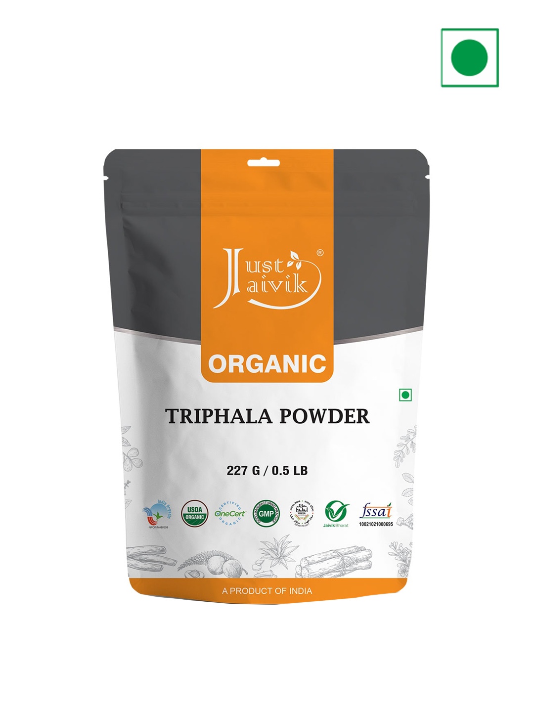 

Just Jaivik Organic Triphala Churna Powder 227g, Orange