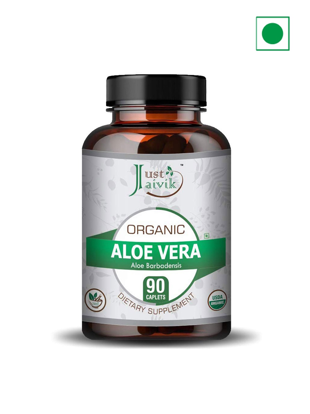

Just Jaivik Organic Aloe Vera Dietary Supplements - 90 Tablets, Green