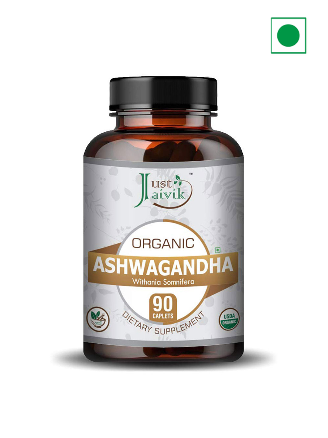 

Just Jaivik Organic Ashwagandha Tablets - 90 Tablets, Brown
