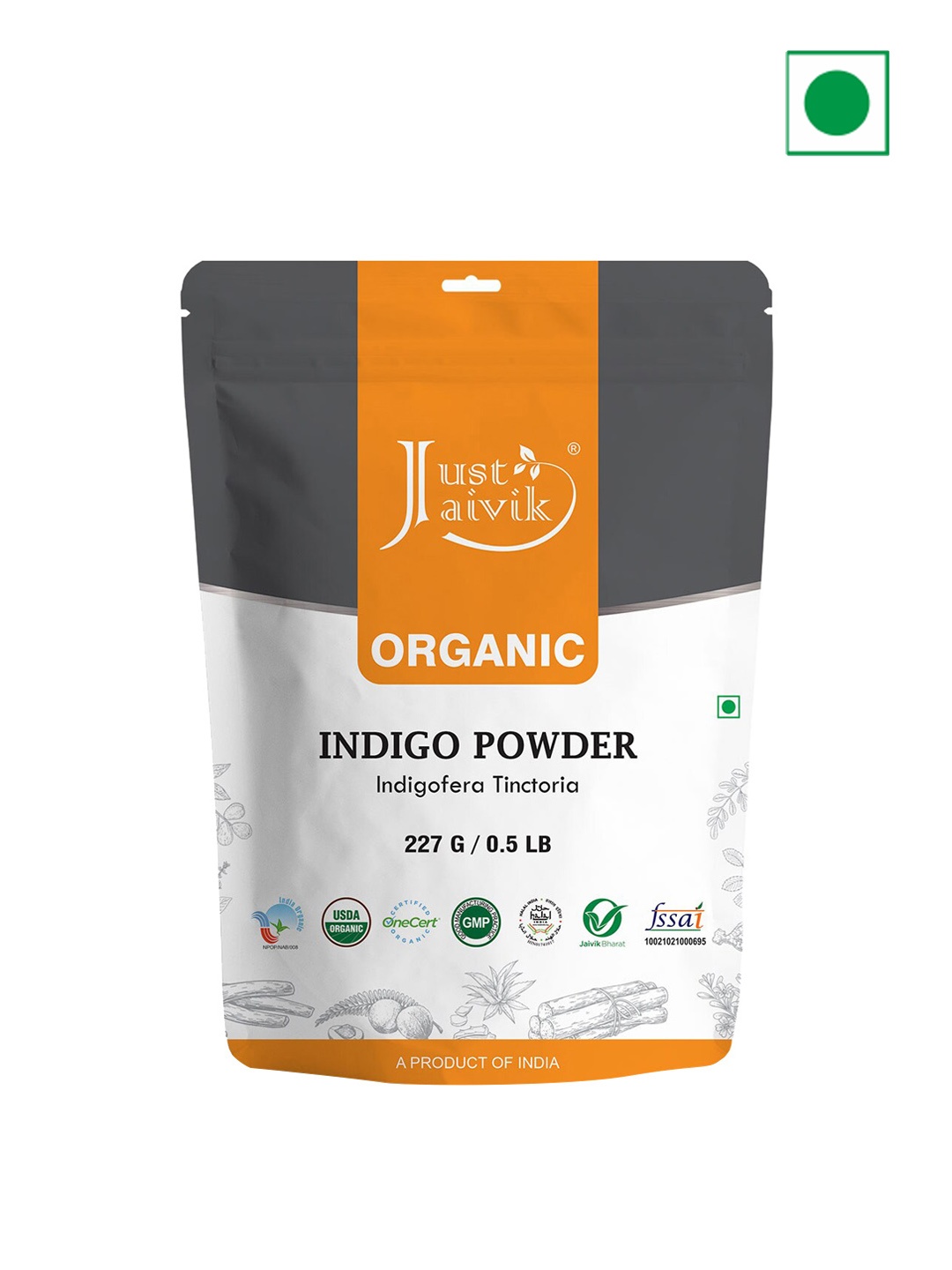 

Just Jaivik Organic Indigo Powder For Hair Black, 227g, Multi