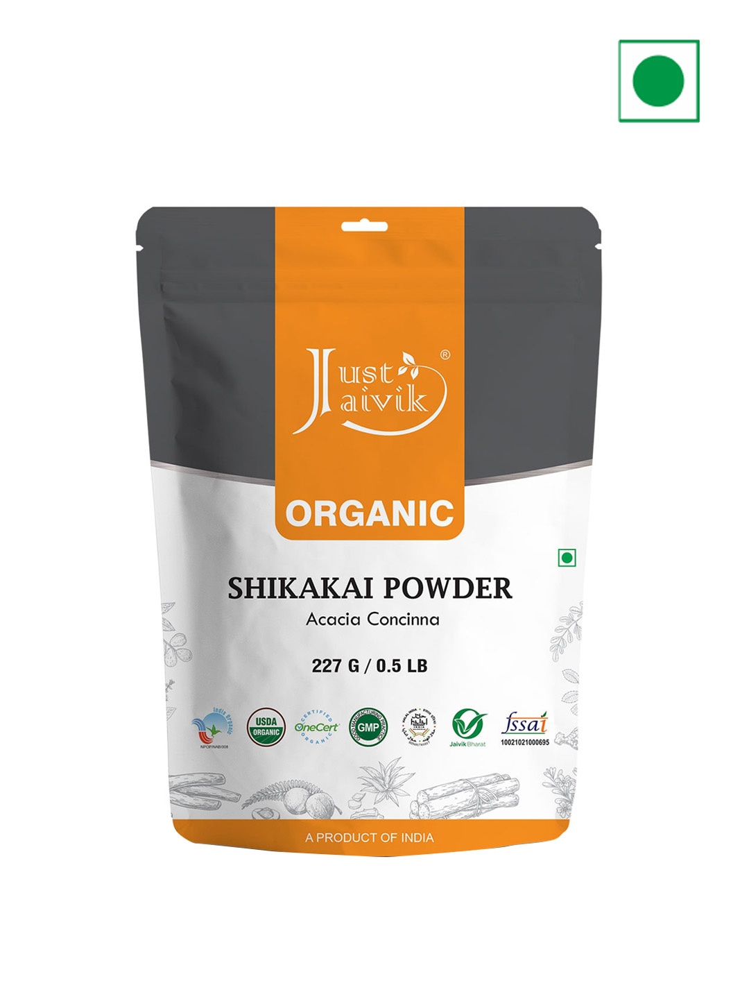 

Just Jaivik Organic Shikakai Powder for Hair Care - 227g, Na