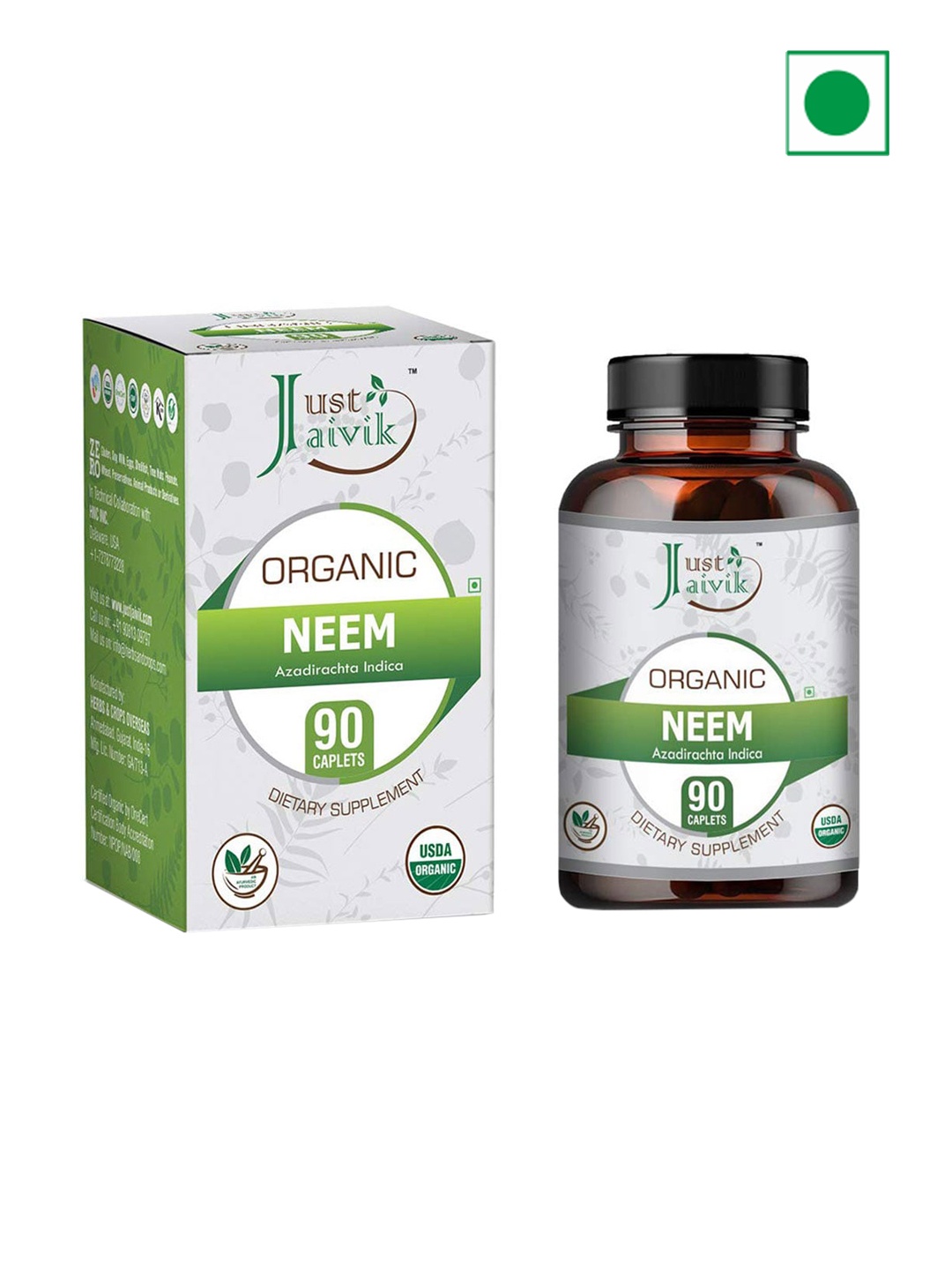 

Just Jaivik Organic Neem Tablets - 750 mg - 90 Tablets, Na