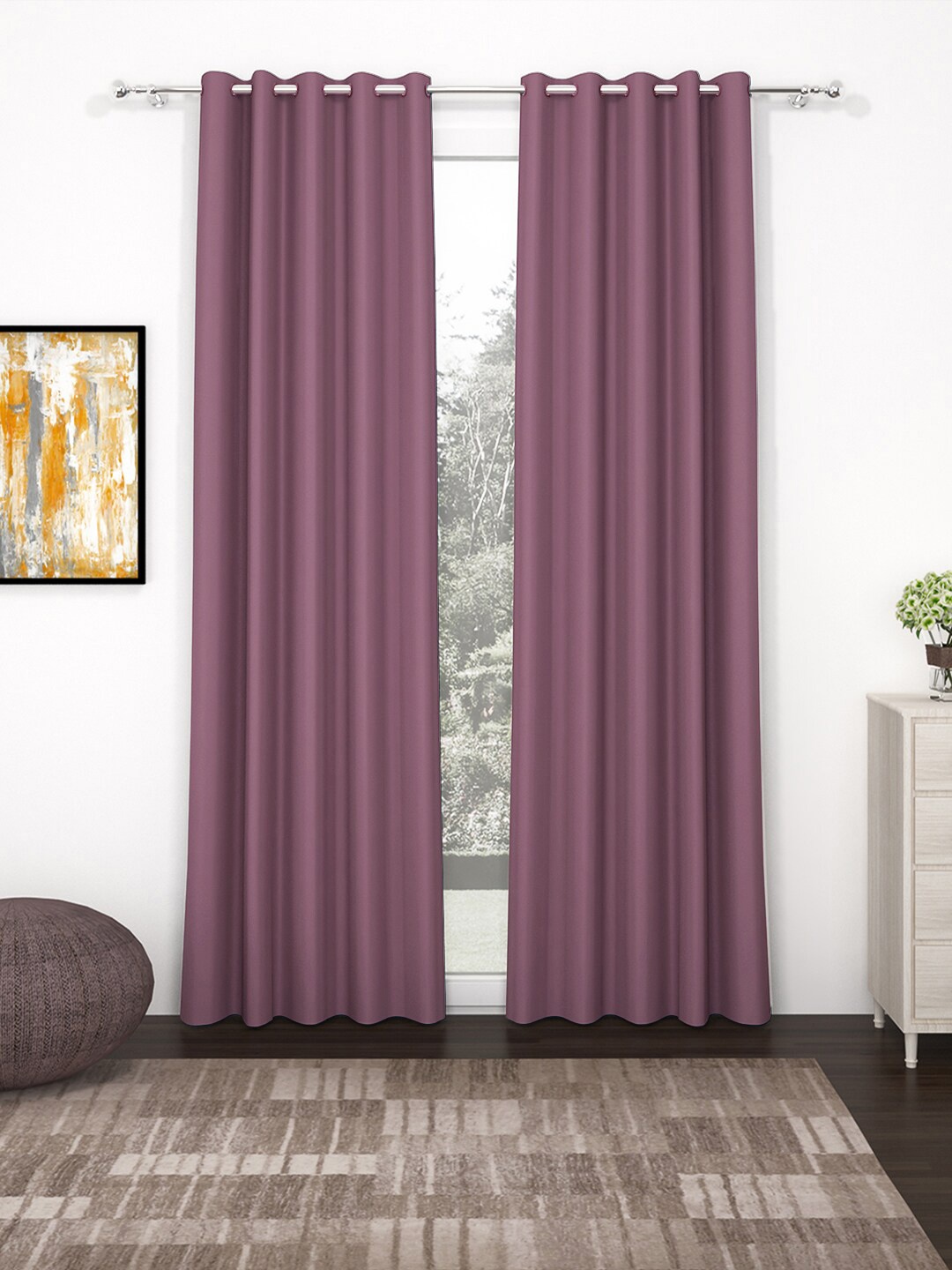 

Story@home 2 Pcs Mauve Black Out Door Curtain