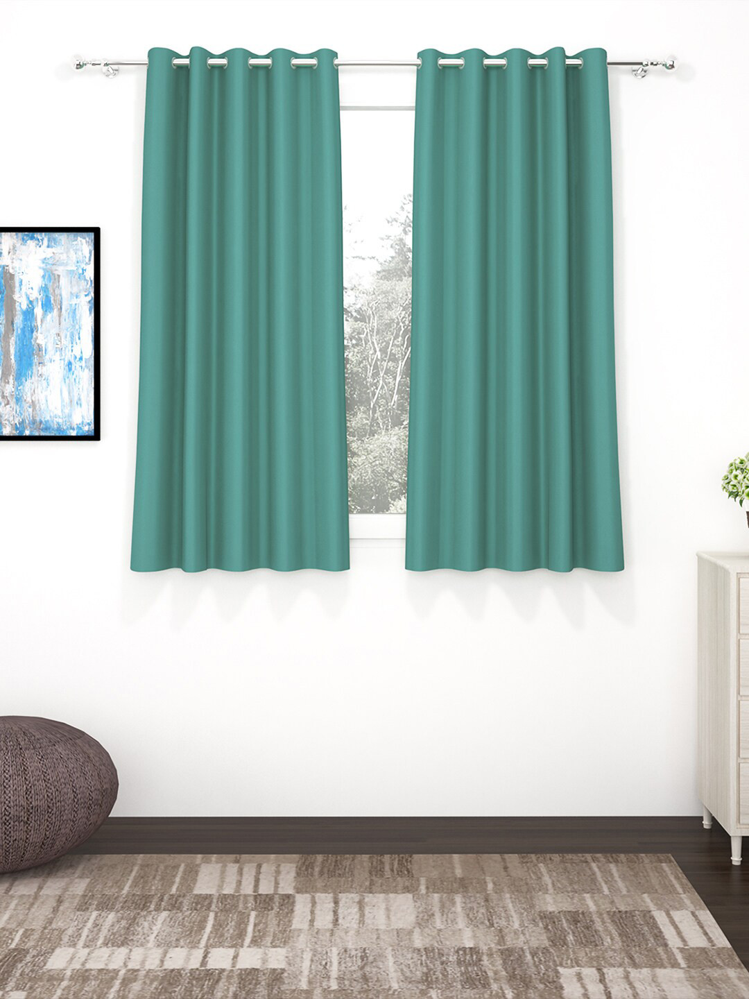 

Story@home 2 Pcs Green Black Out Window Curtain