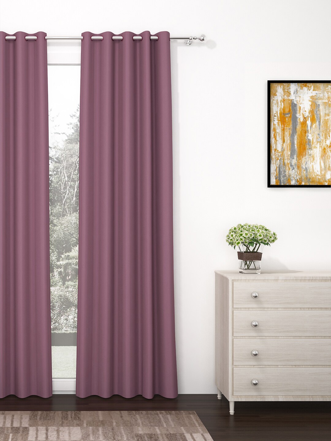 Story@home Mauve Black Out Long Door Curtain
