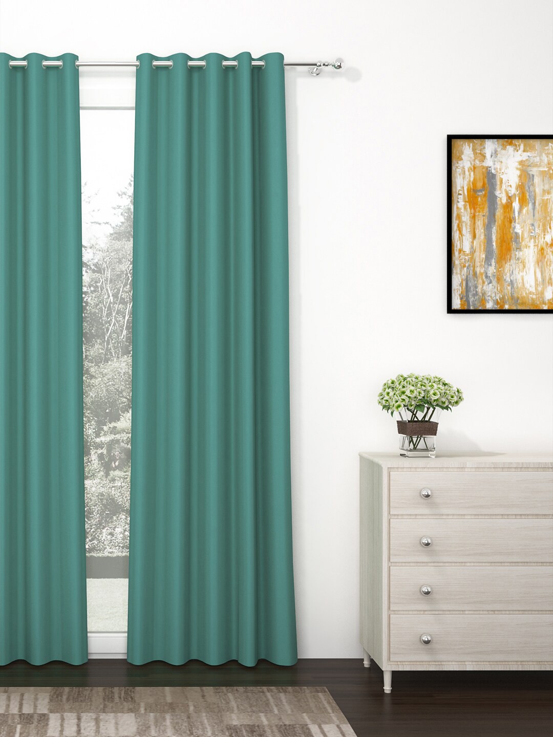 

Story@home Green Black Out Long Door Curtain