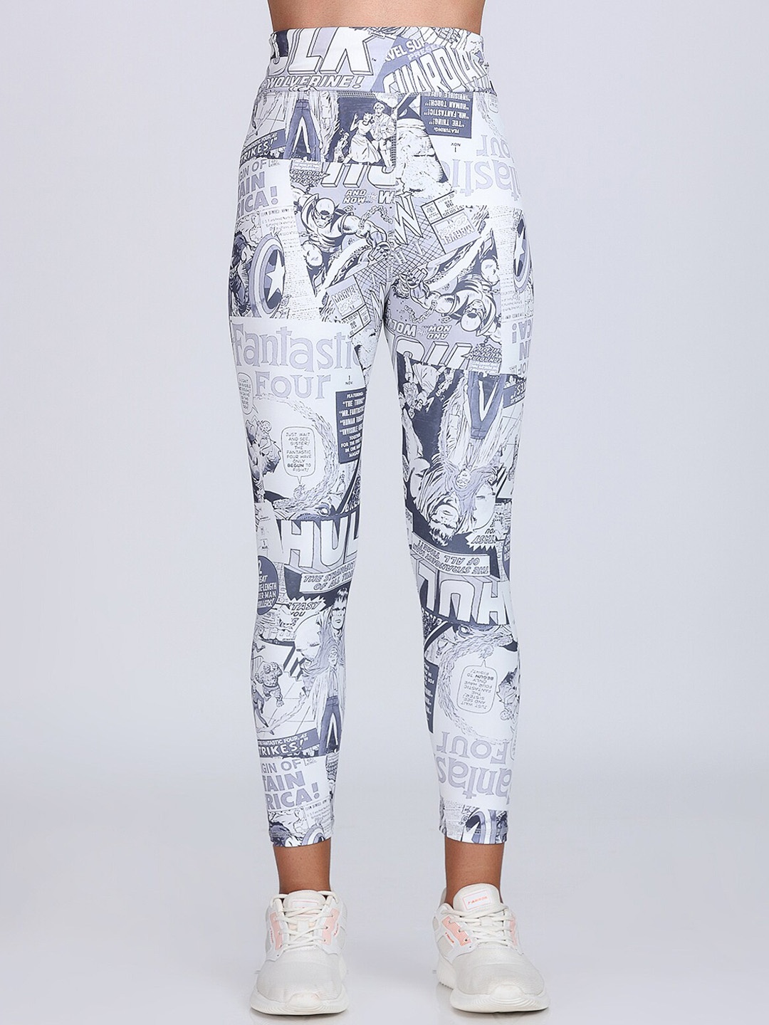 

Apraa & Parma Women Printed Dry-Fit Training or Gym Ankle Length Sports Tights, White