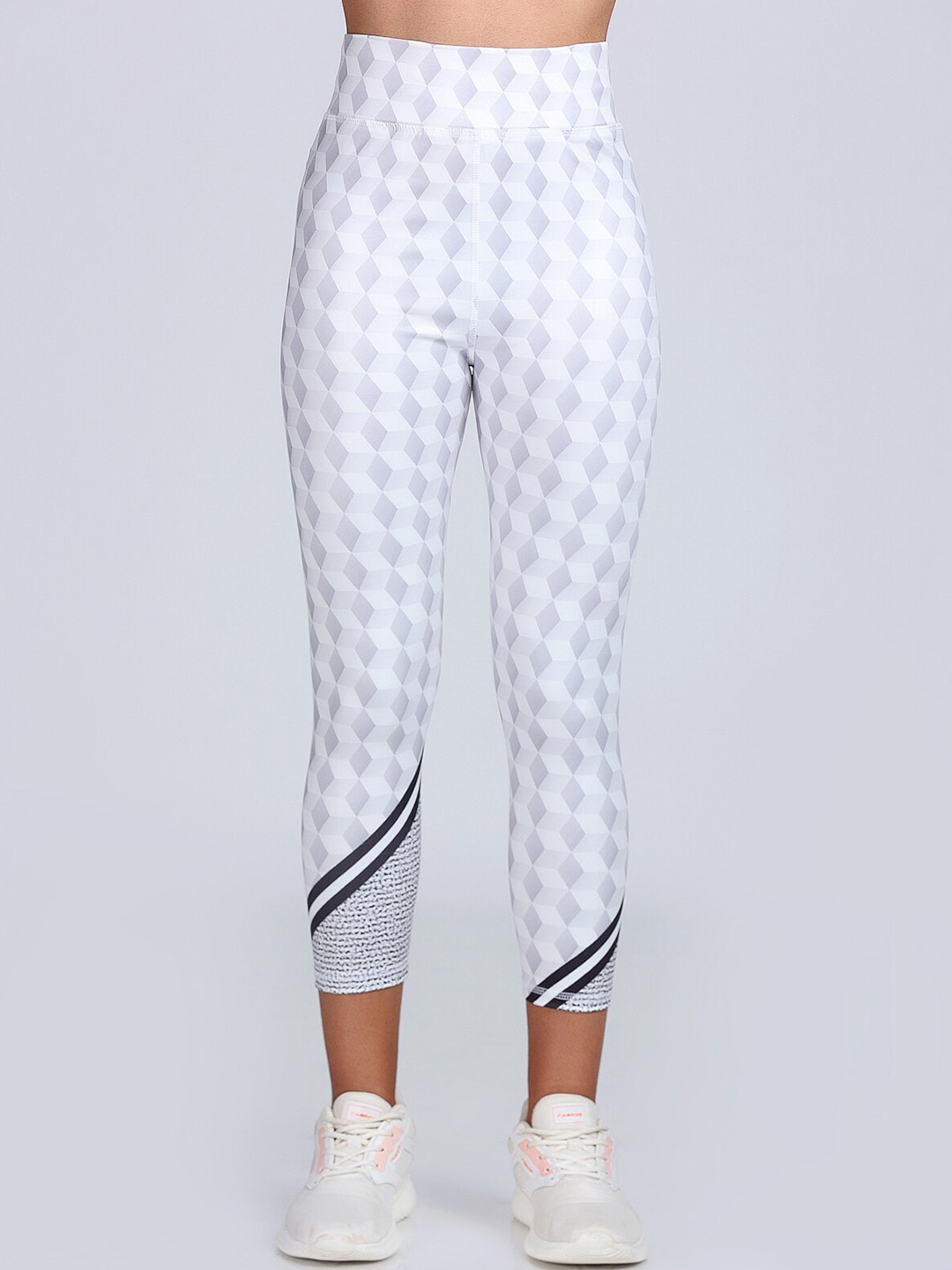 

Apraa & Parma Women Geometric Printed Dri-FIT High Waist Sports Tights, White