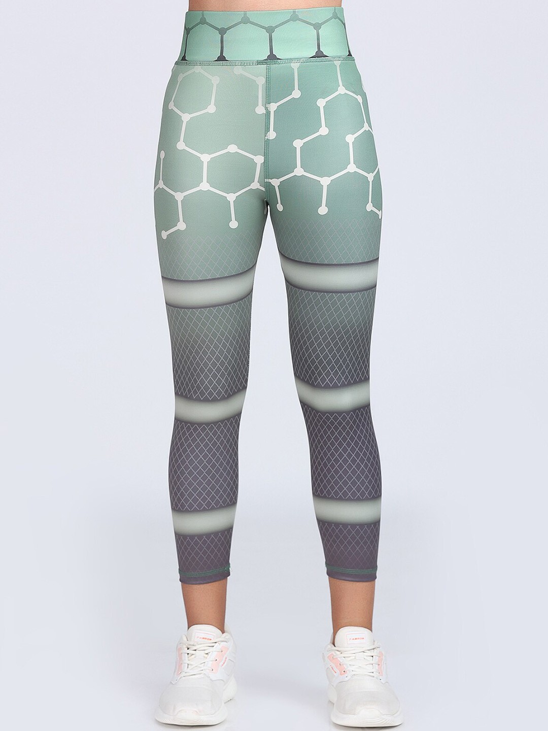 

Apraa & Parma Women Printed Dry-Fit Training or Gym Ankle Length Sports Tights, Green