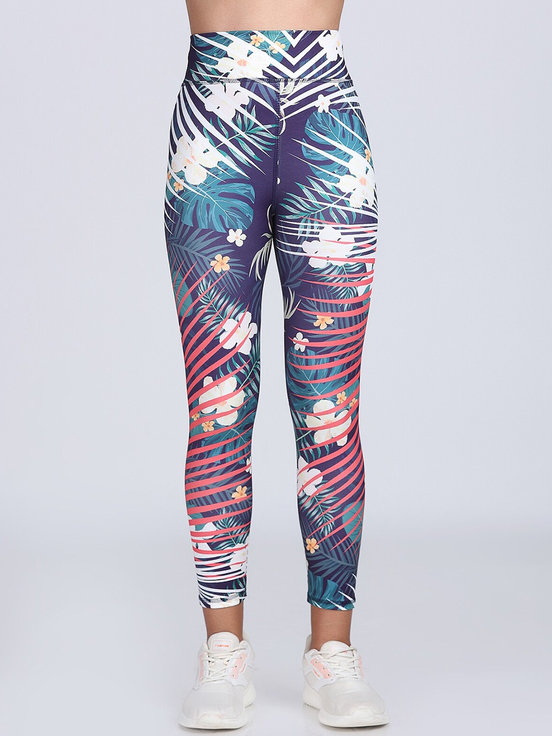 

Apraa & Parma Women Printed Dry-Fit Training or Gym Ankle Length Sports Tights, Blue