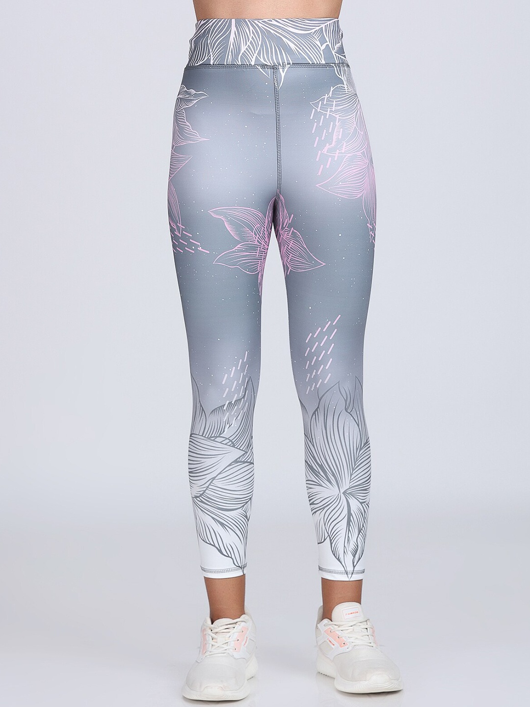 

Apraa & Parma Women Printed Dry-Fit Training or Gym Ankle Length Sports Tights, Grey