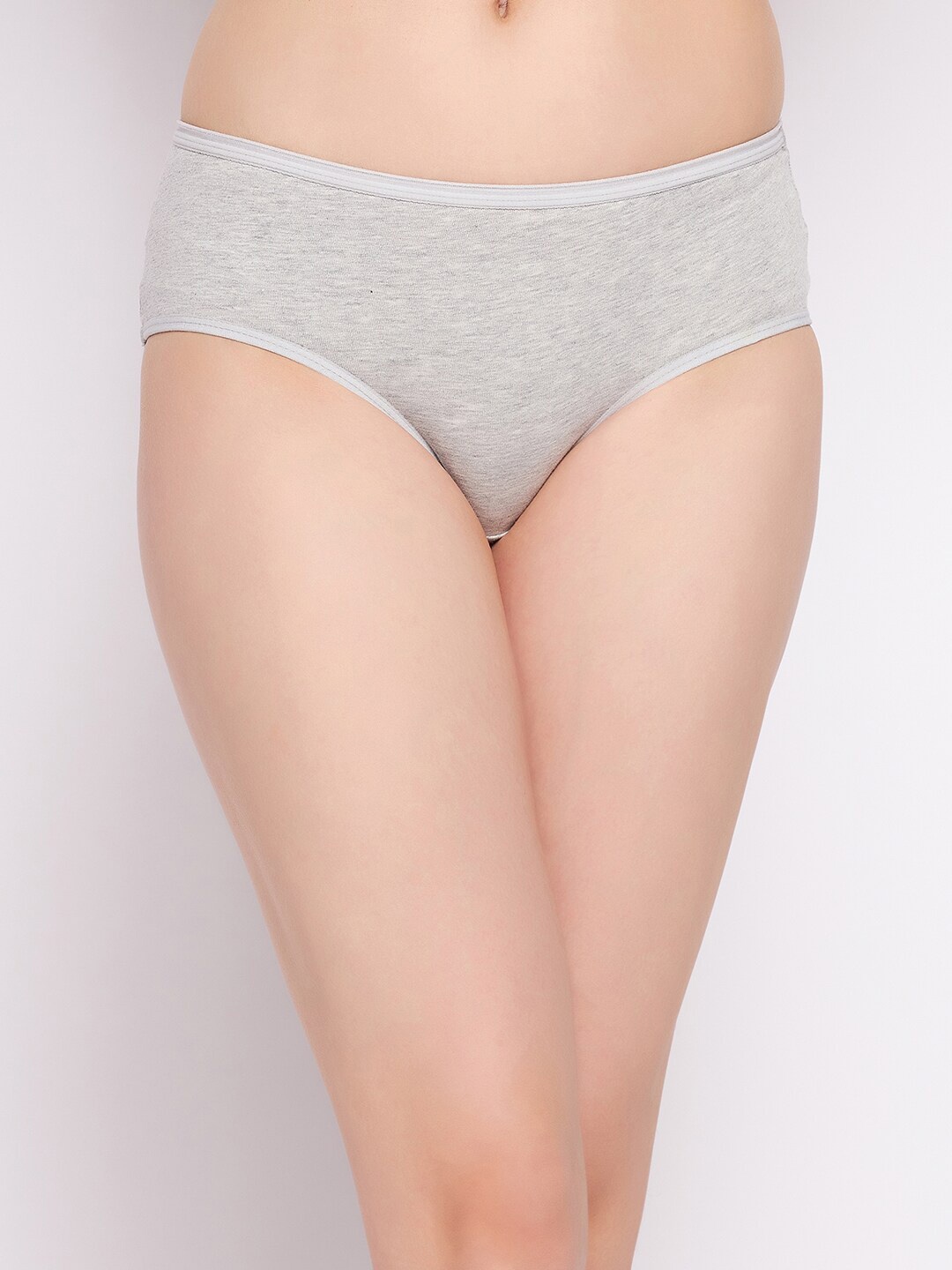 

Clovia Grey Melange Pure Cotton Hipster Briefs