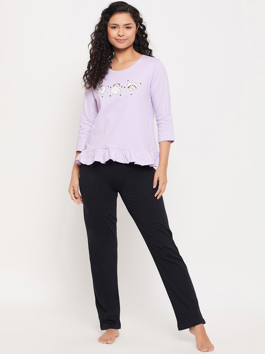 

Clovia Graphic Printed Printed Top & Pyjama, Purple