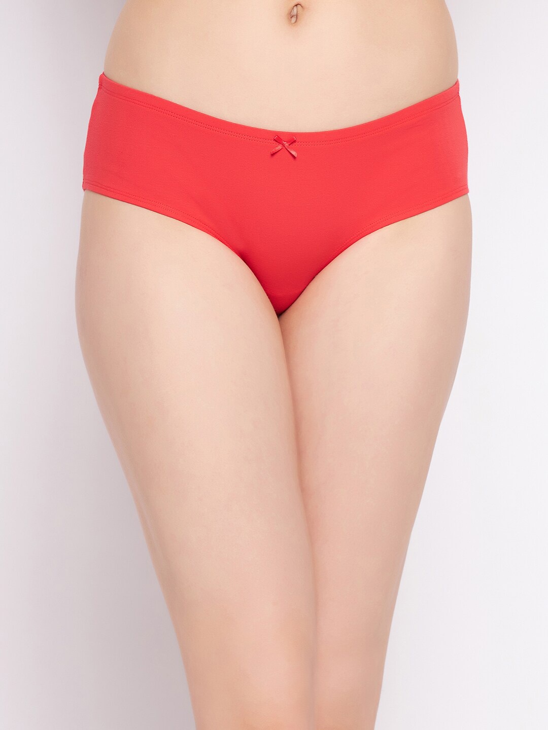 

Clovia Mid-Rise Pure Cotton Hipster Briefs, Red