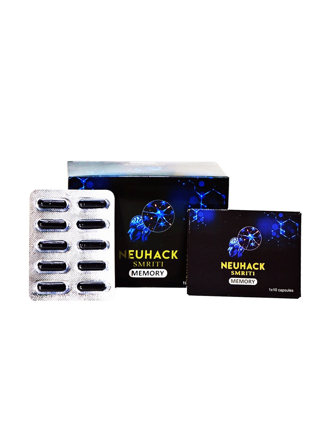

Neuhack Smriti Brain Booster Capsules For Memory & Mind health - 10 Stripes (100Capsules), Black
