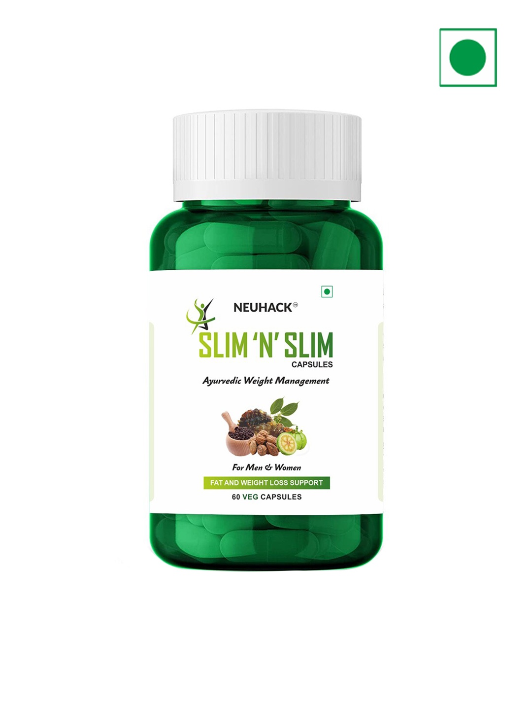 

Neuhack Slim N Slim Garcinia Cambogia Capsule For Weight Loss - 60 Capsules, Green