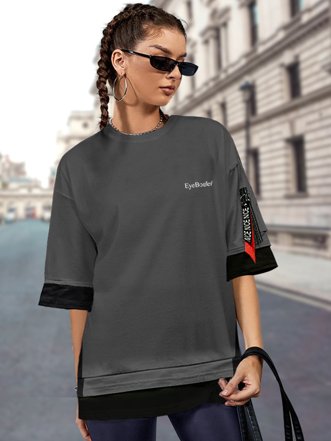 

Eyebogler Pockets Detail Cotton Oversized T-shirt, Grey