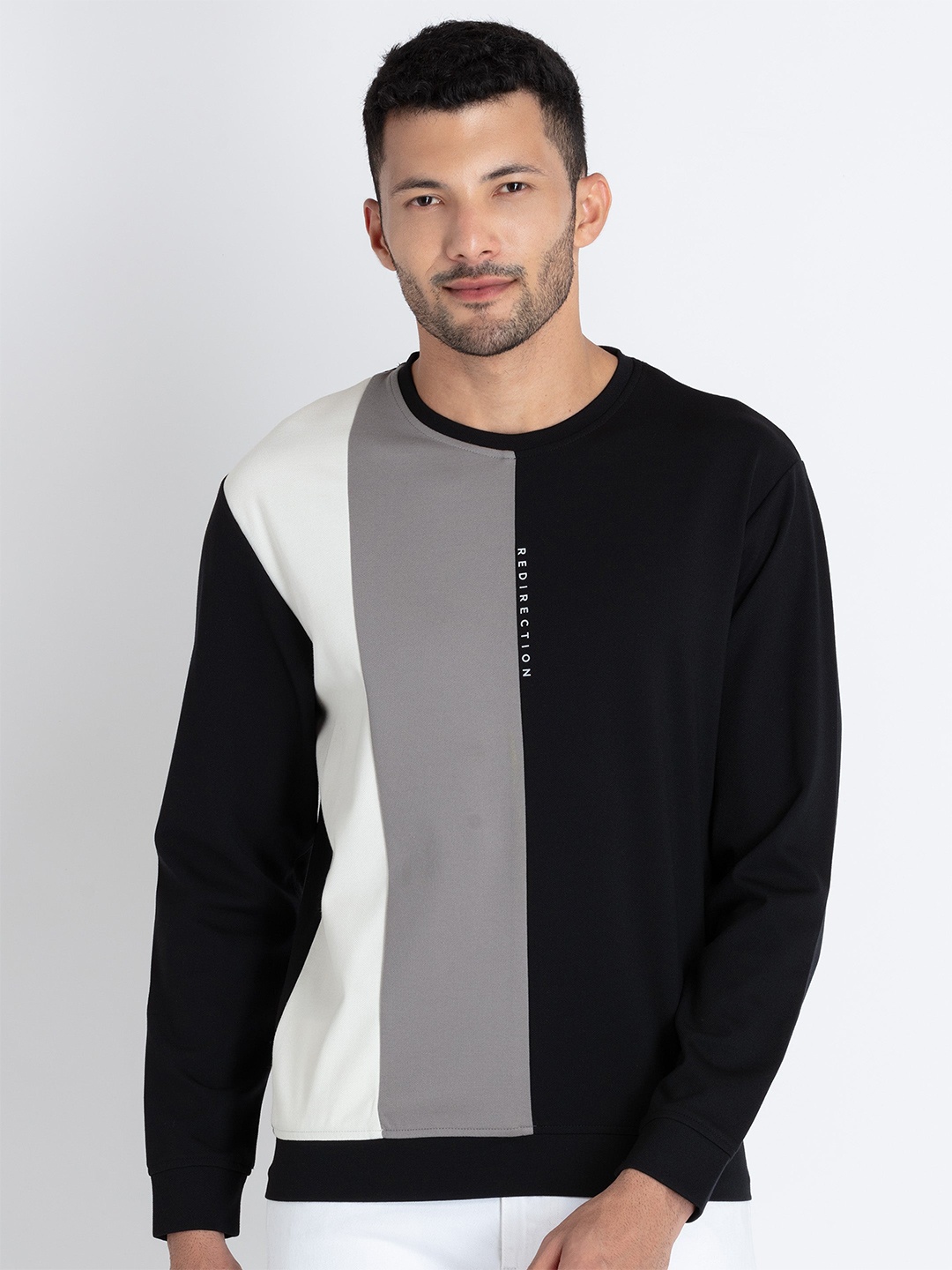 

Status Quo Colourblocked Lightweight Cotton Sweatshirt, Black