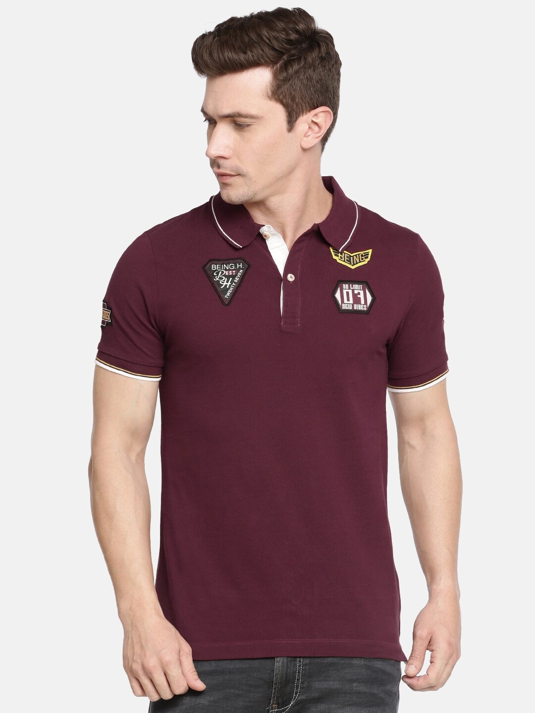 

Being Human Polo Collar Cotton Regular T-shirt, Red
