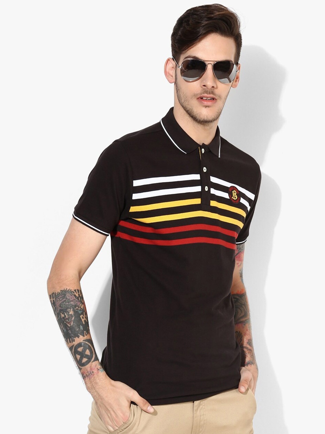 

Being Human Colourblocked Polo Collar Cotton Regular T-shirt, Brown